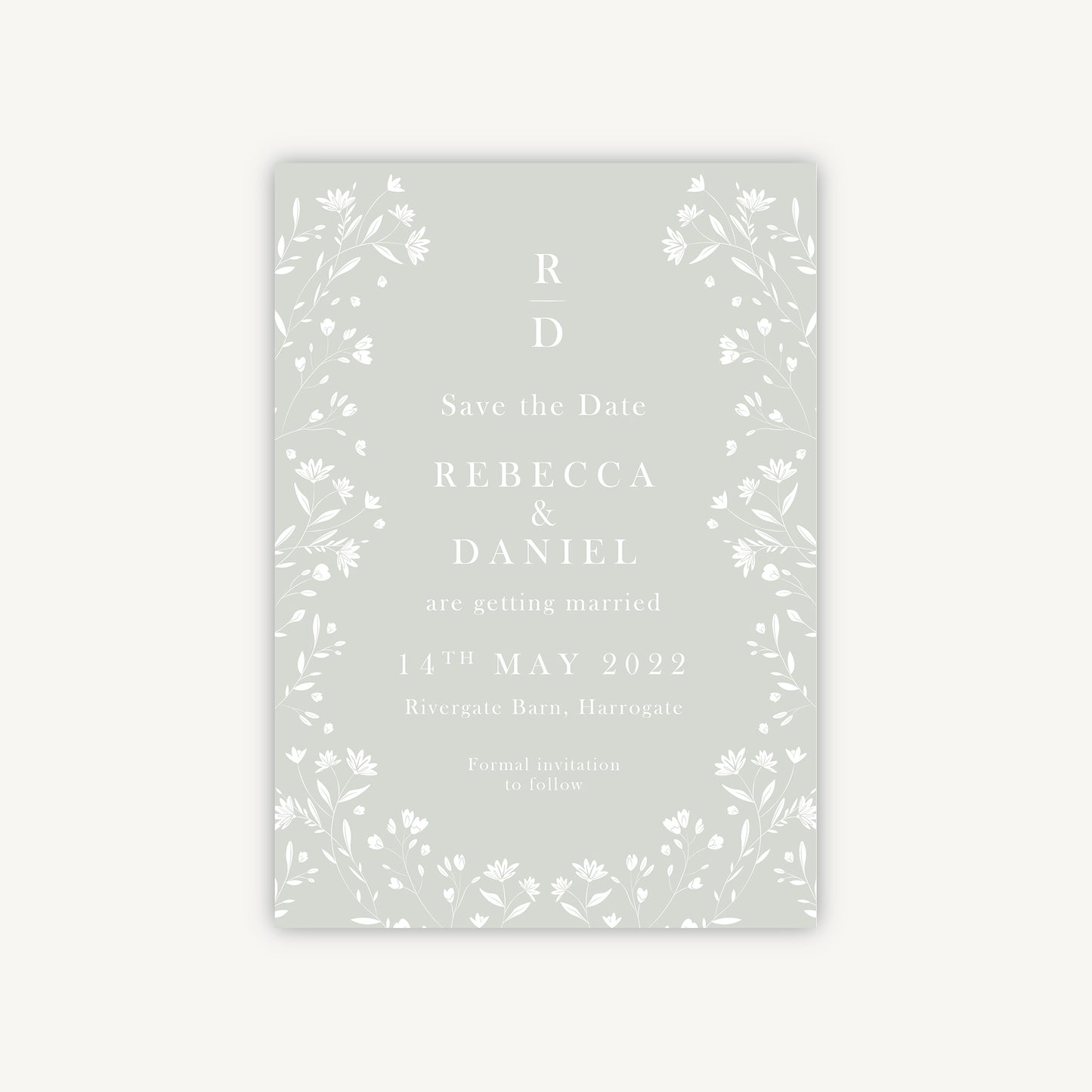 Sage Wildflower Wedding Save the Date