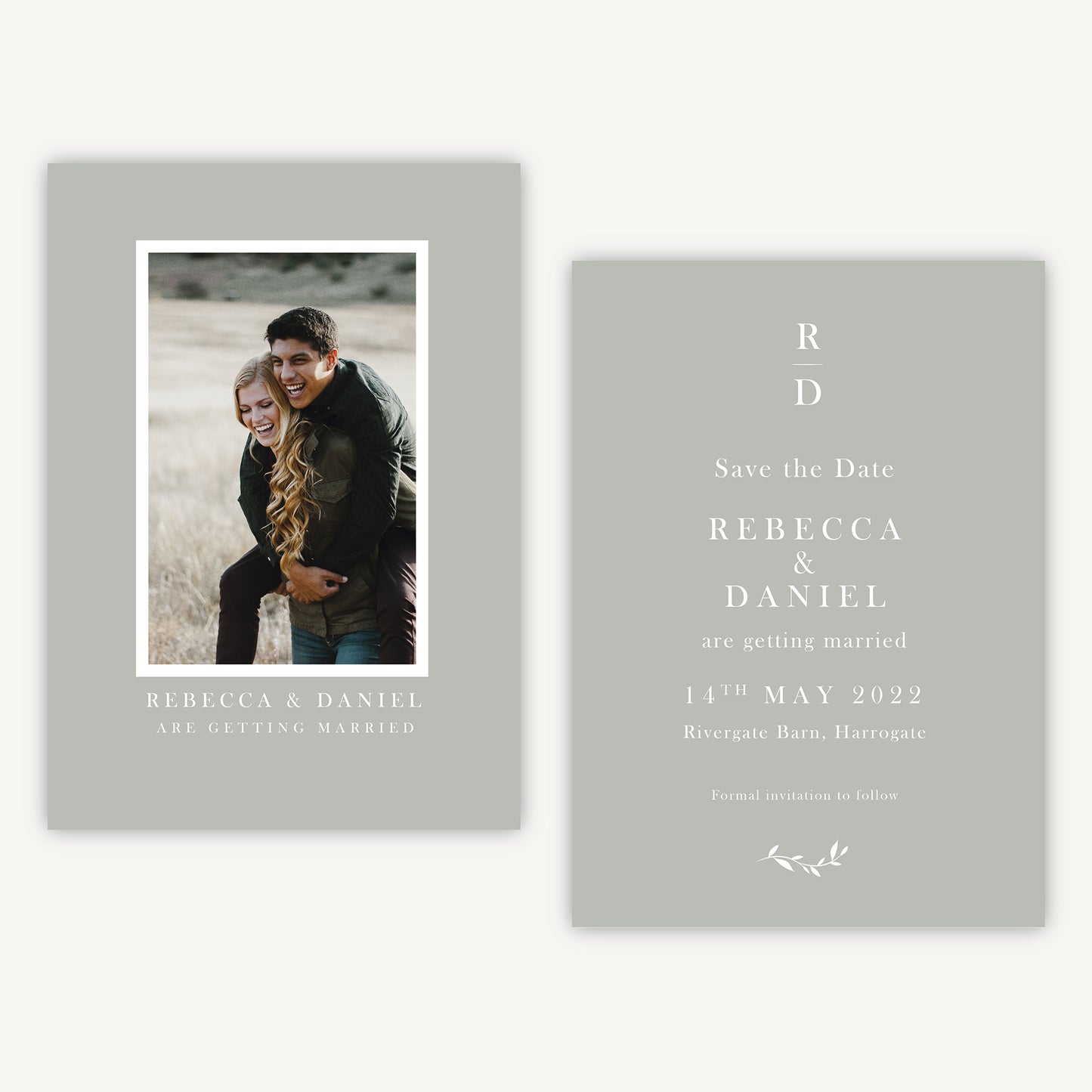 Sage Wildflower Photo Wedding Save the Date