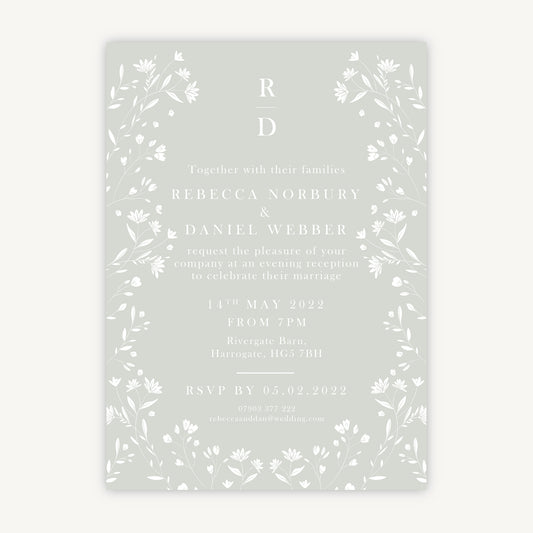 Sage Wildflower Evening/Reception Wedding Invitation