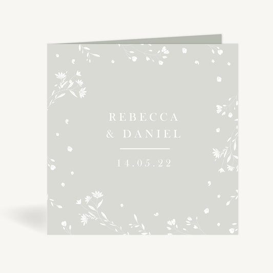 Sage Wildflower Folded Wedding Invitation