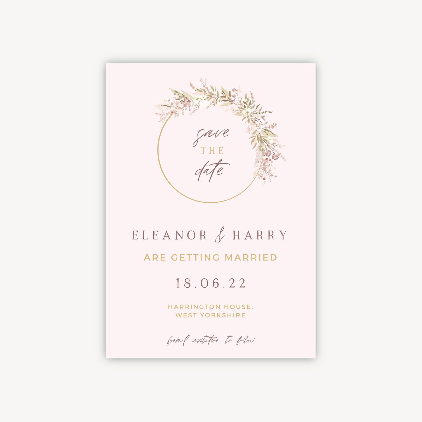 Dried Flower Hoop Wedding Save the Date