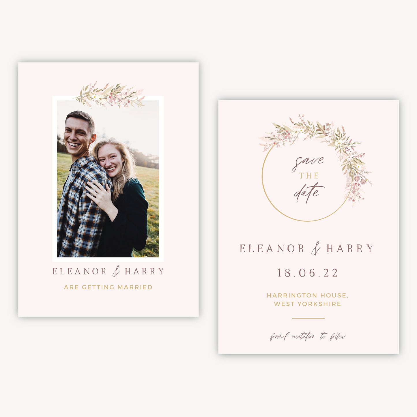 Dried Flower Hoop Photo Wedding Save the Date