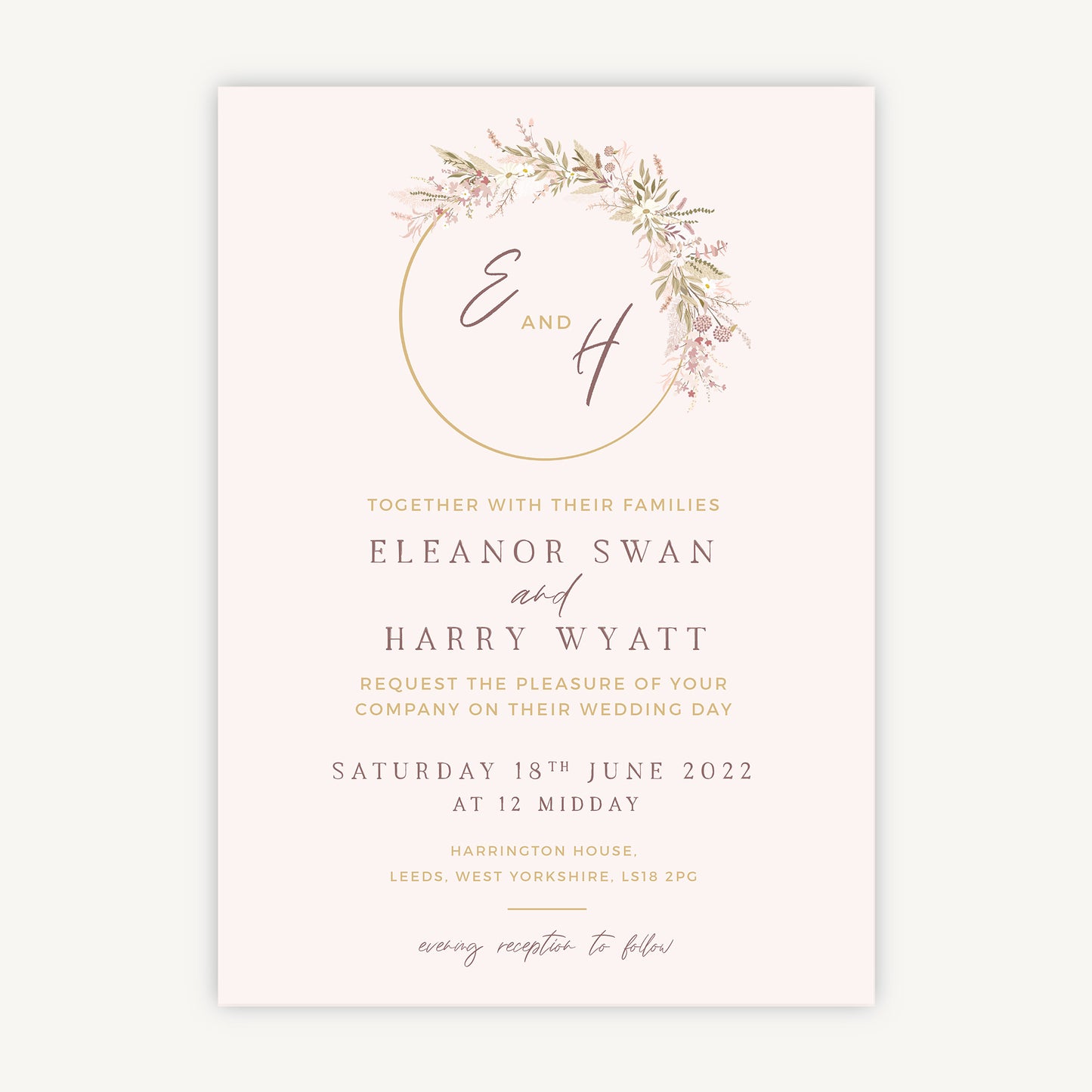 Dried Flower Hoop Wedding Invitation