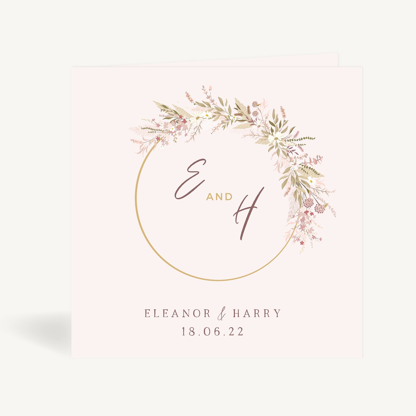 Dried Flower Hoop Folded Wedding Invitation