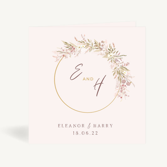 Dried Flower Hoop Folded Wedding Invitation