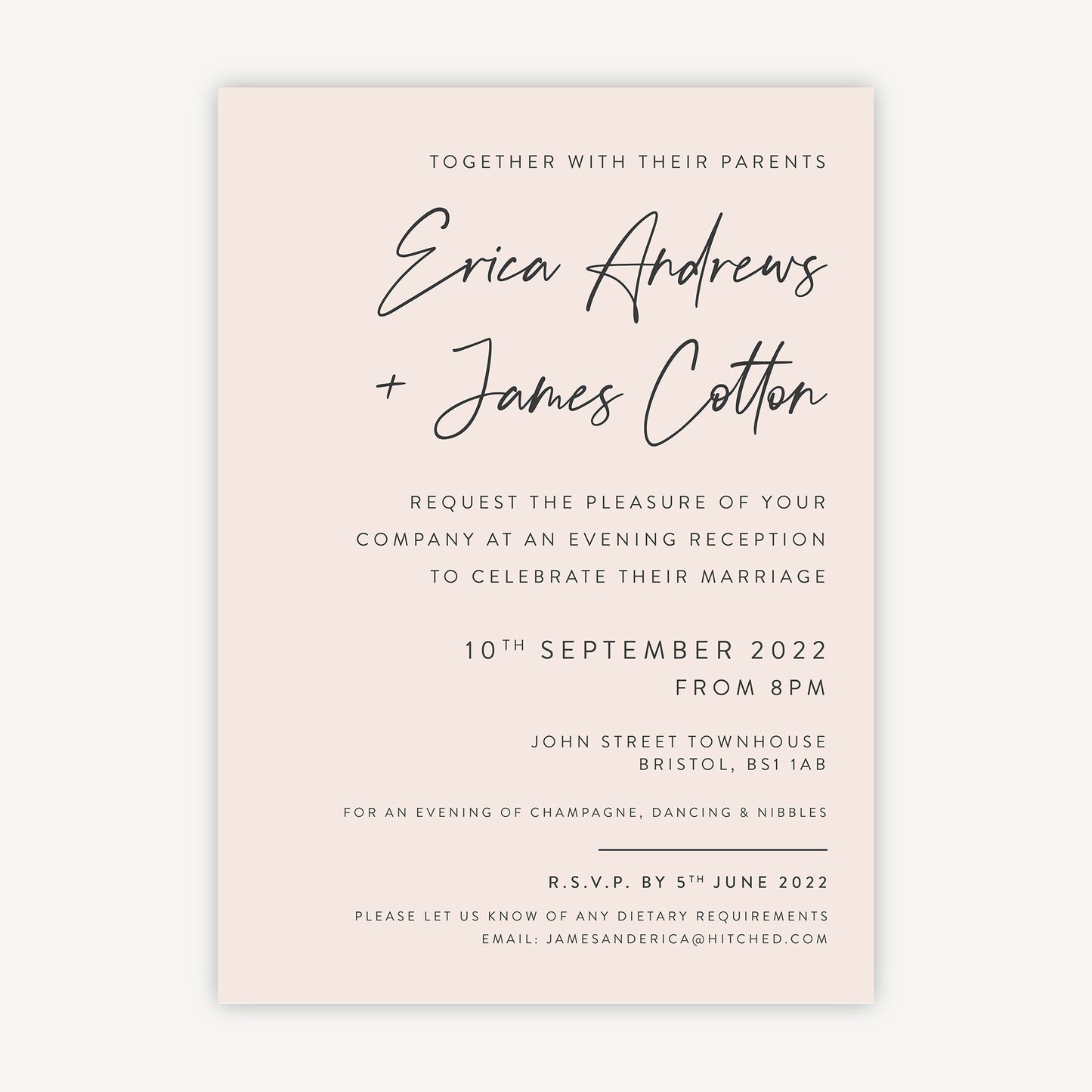 Minimal Script Evening/Reception Wedding Invitation