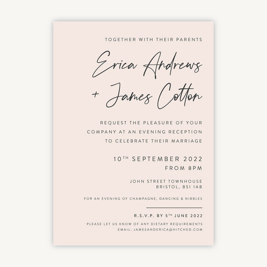 Minimal Script Evening/Reception Wedding Invitation