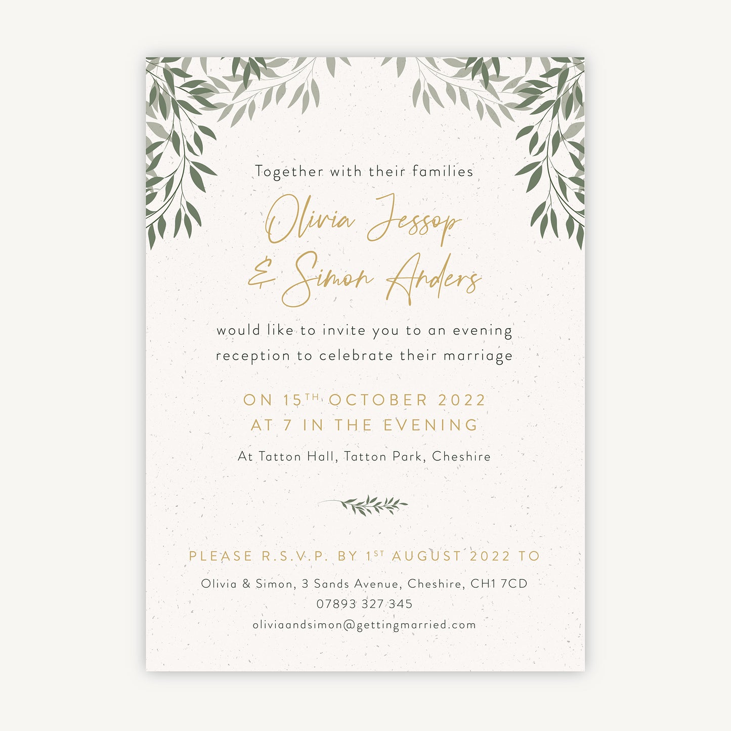 Botanical Rustic Evening/Reception Wedding Invitation