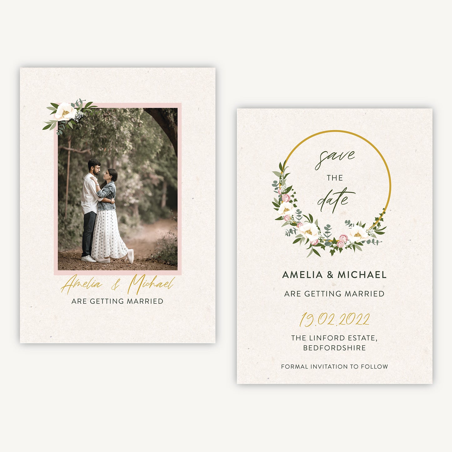 Floral Hoop Photo Wedding Save the Date