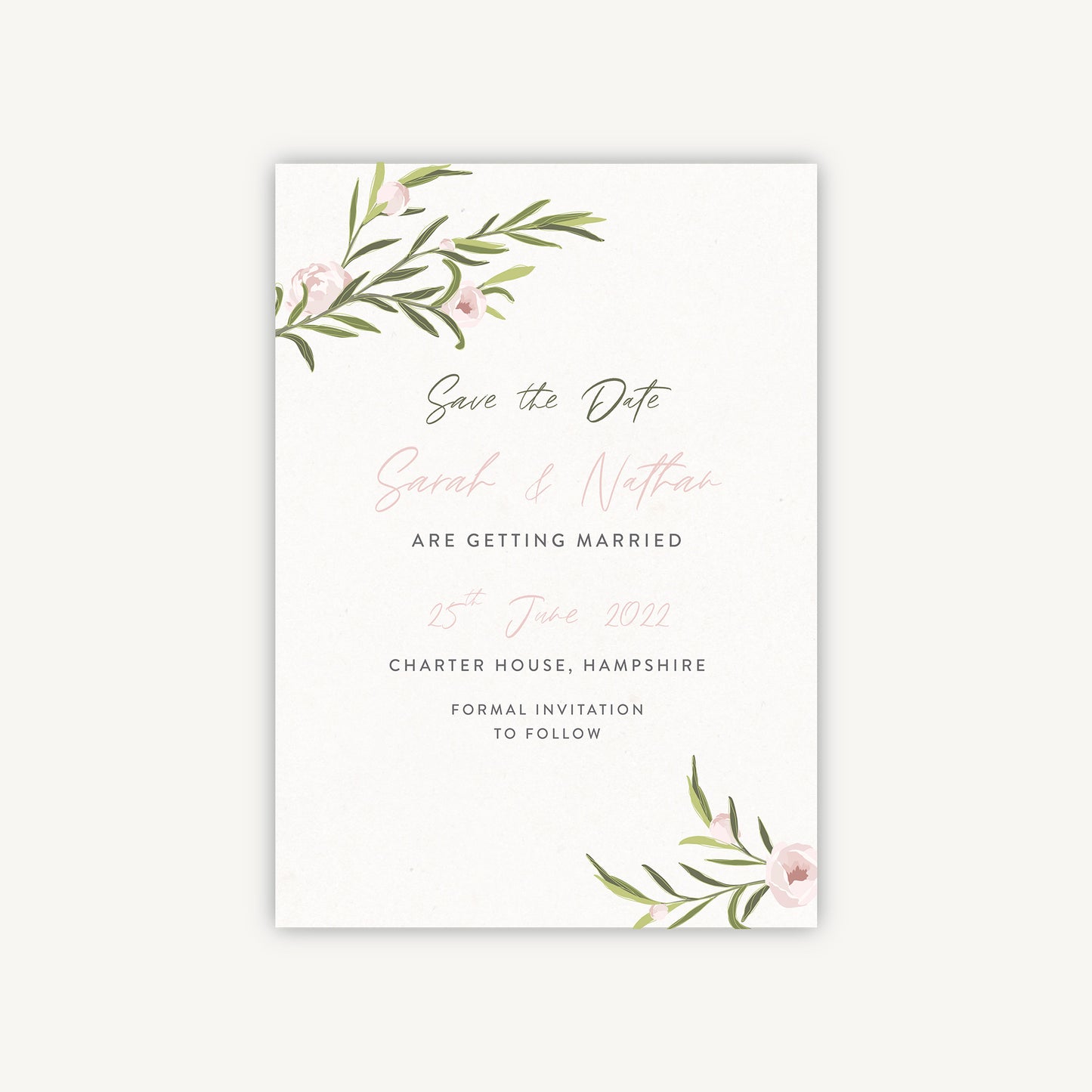 Blush Peony Wedding Save the Date