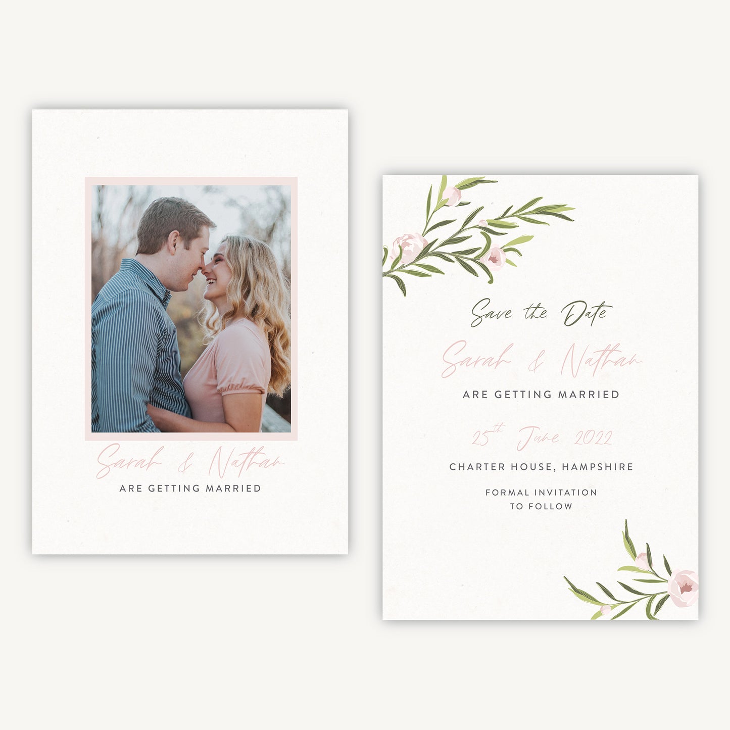 Blush Peony Photo Wedding Save the Date