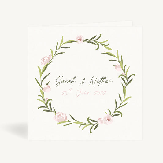 Blush Peony Folded Wedding Invitation
