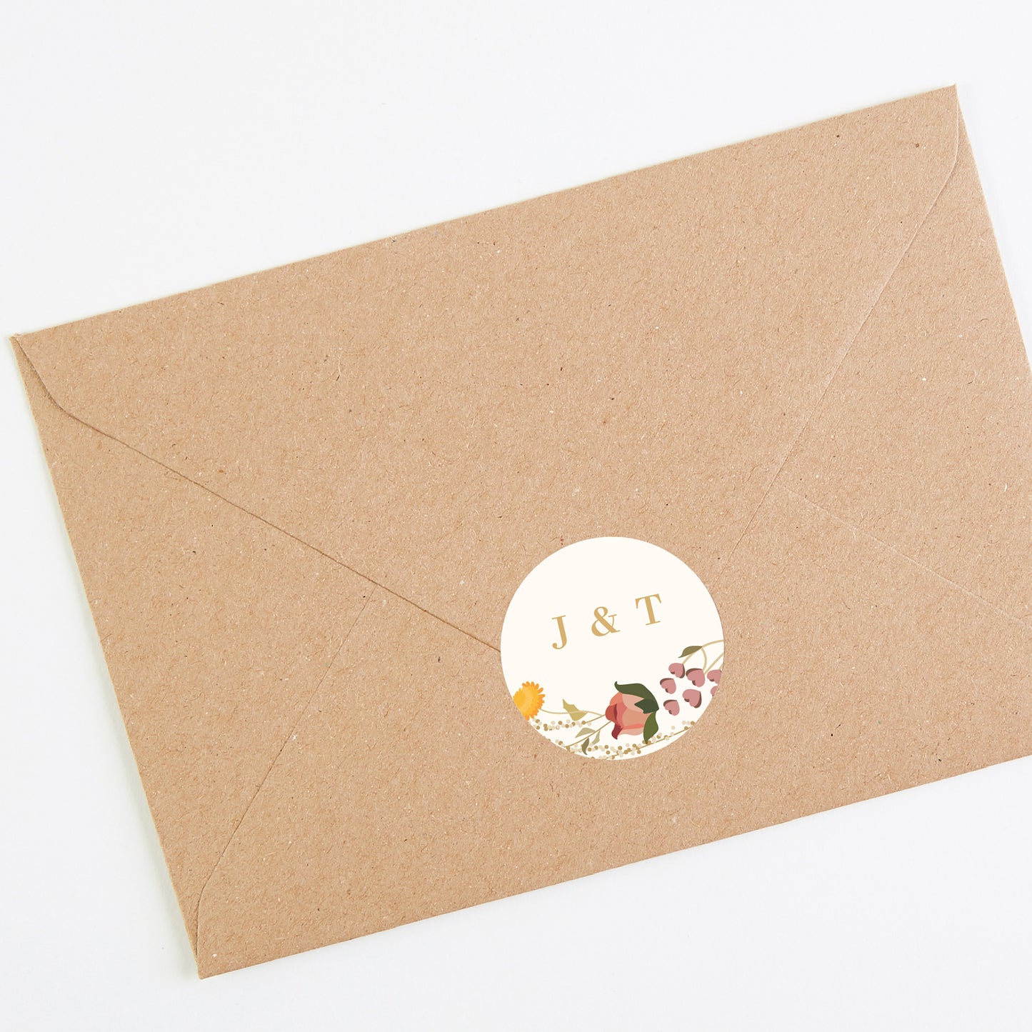 Rustic Wildflowers Envelope Wedding Sticker