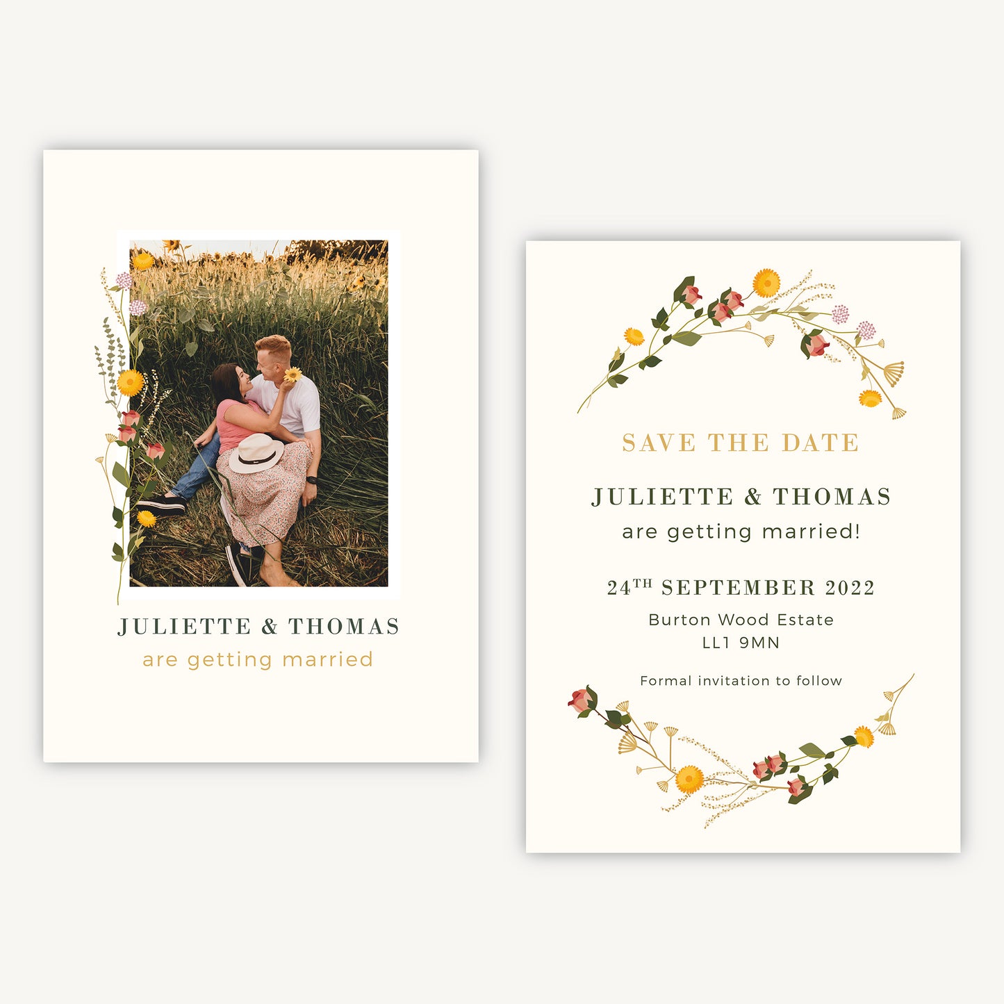 Rustic Wildflowers Photo Wedding Save the Date