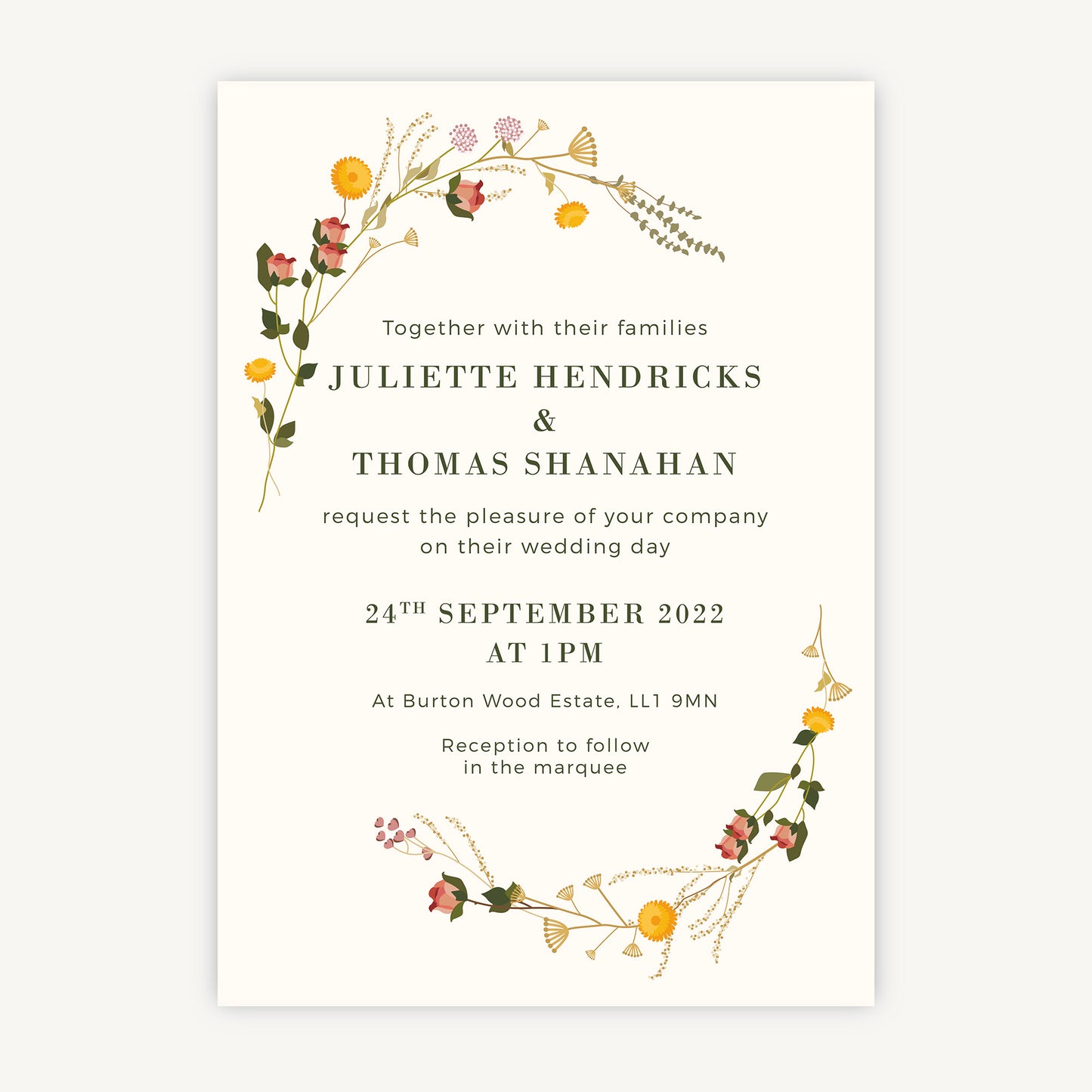 Rustic Wildflowers Wedding Invitation