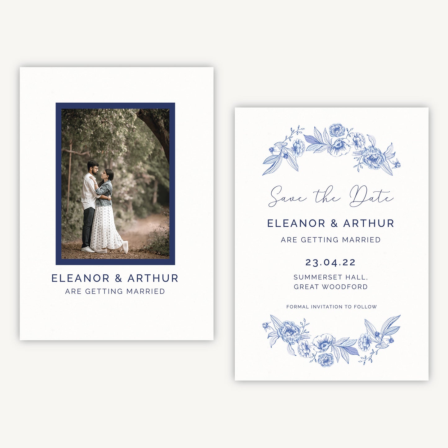 Farmhouse Blue Photo Wedding Save the Date