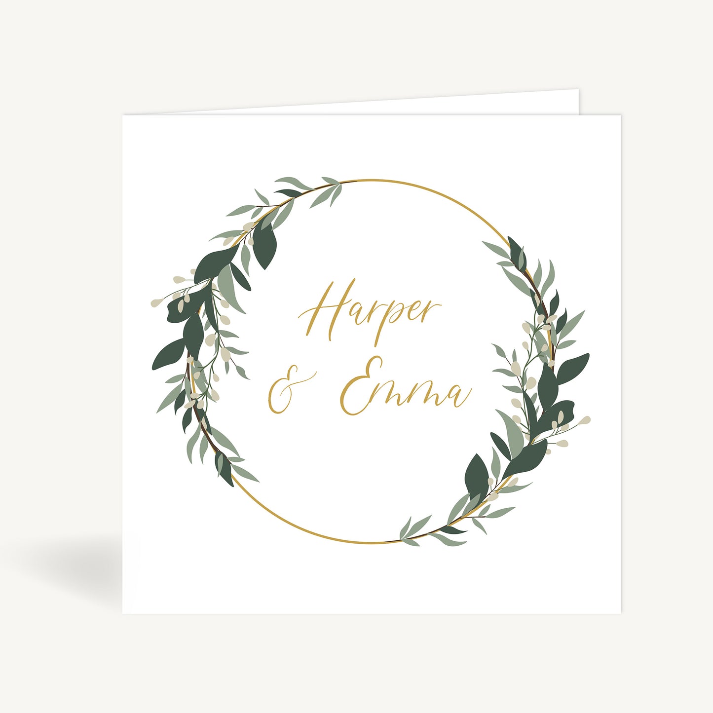 Foliage Hoop Folded Wedding Invitation