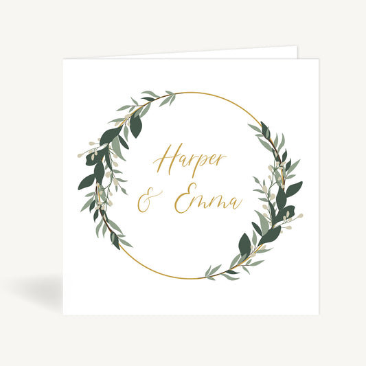 Foliage Hoop Folded Wedding Invitation