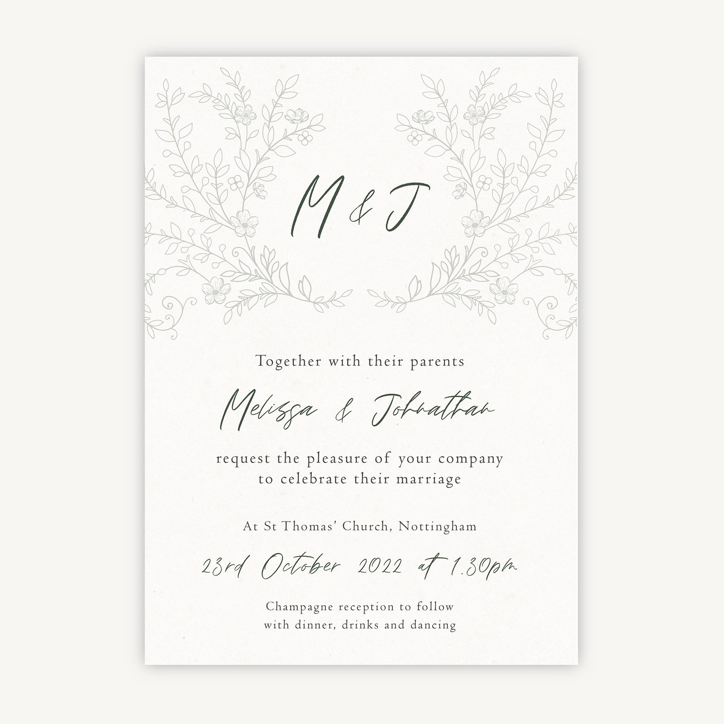 Elegant Floral Wedding Invitation