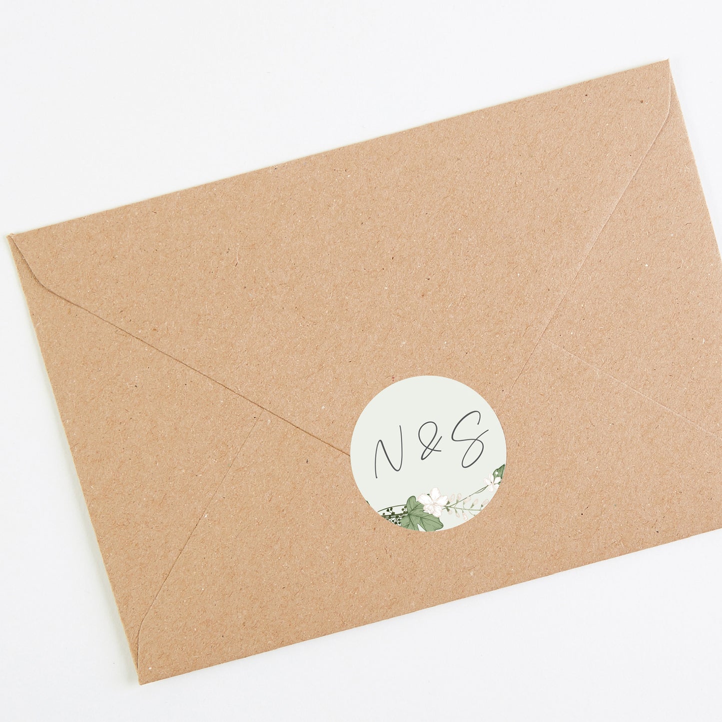 White Floral Envelope Wedding Sticker