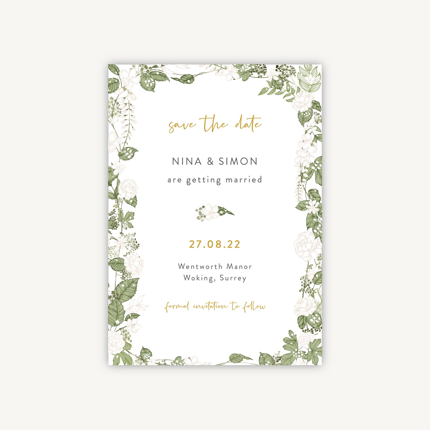 White Floral Wedding Save the Date