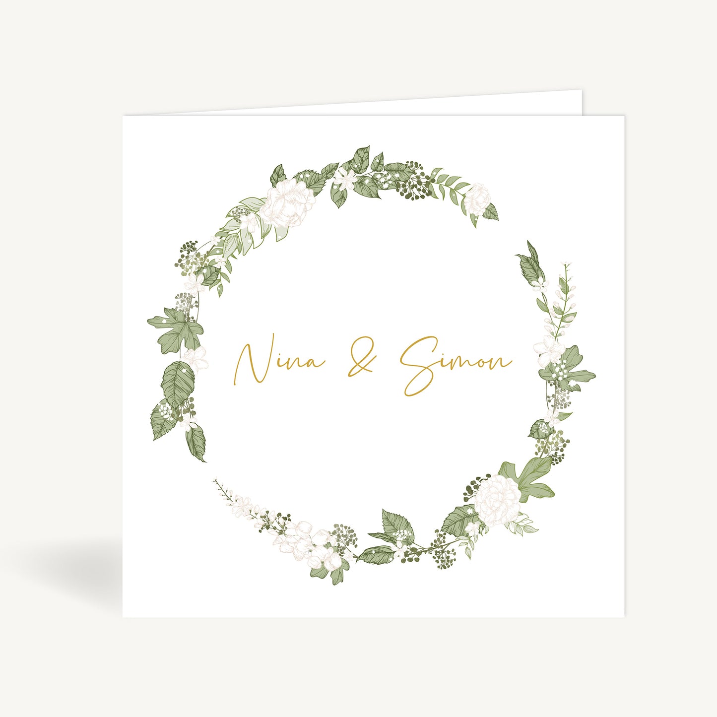 White Floral Folded Wedding Invitation