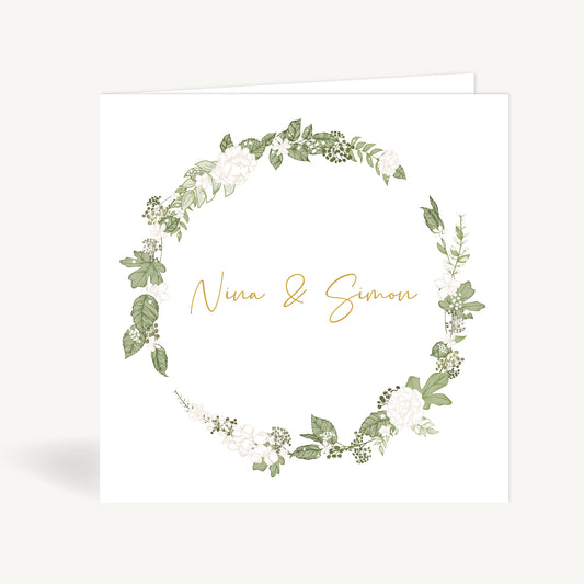 White Floral Folded Wedding Invitation