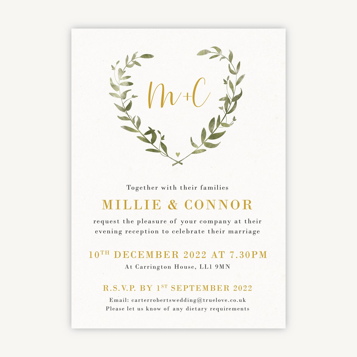 Greenery Botanical Evening/Reception Wedding Invitation