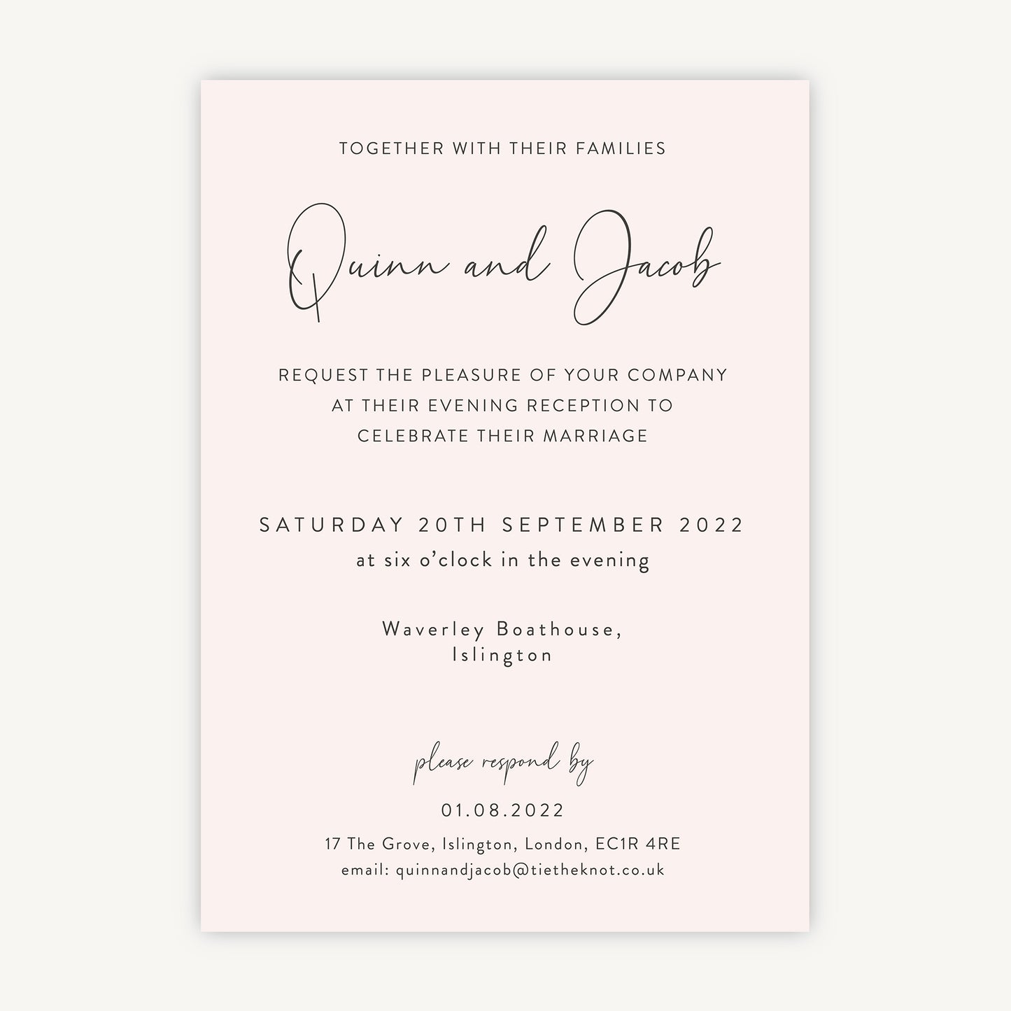 Romantic Script Evening/Reception Wedding Invitation