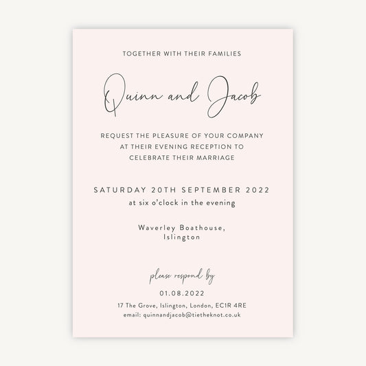 Romantic Script Evening/Reception Wedding Invitation