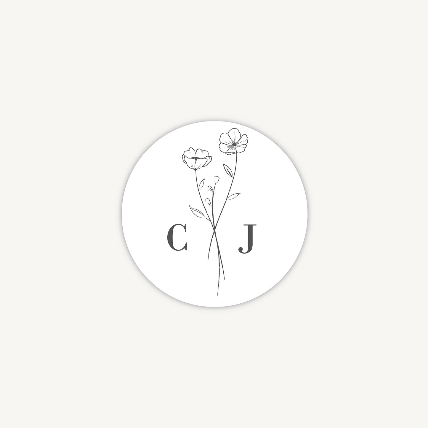 Simple Floral Envelope Wedding Sticker