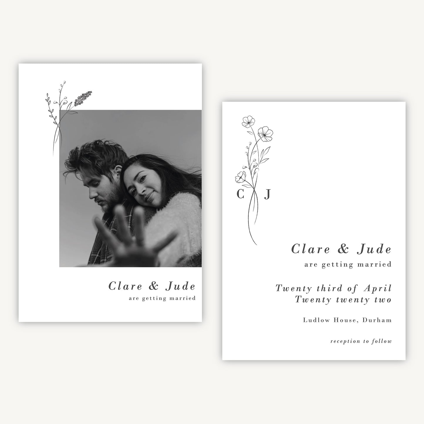 Simple Floral Photo Wedding Save the Date