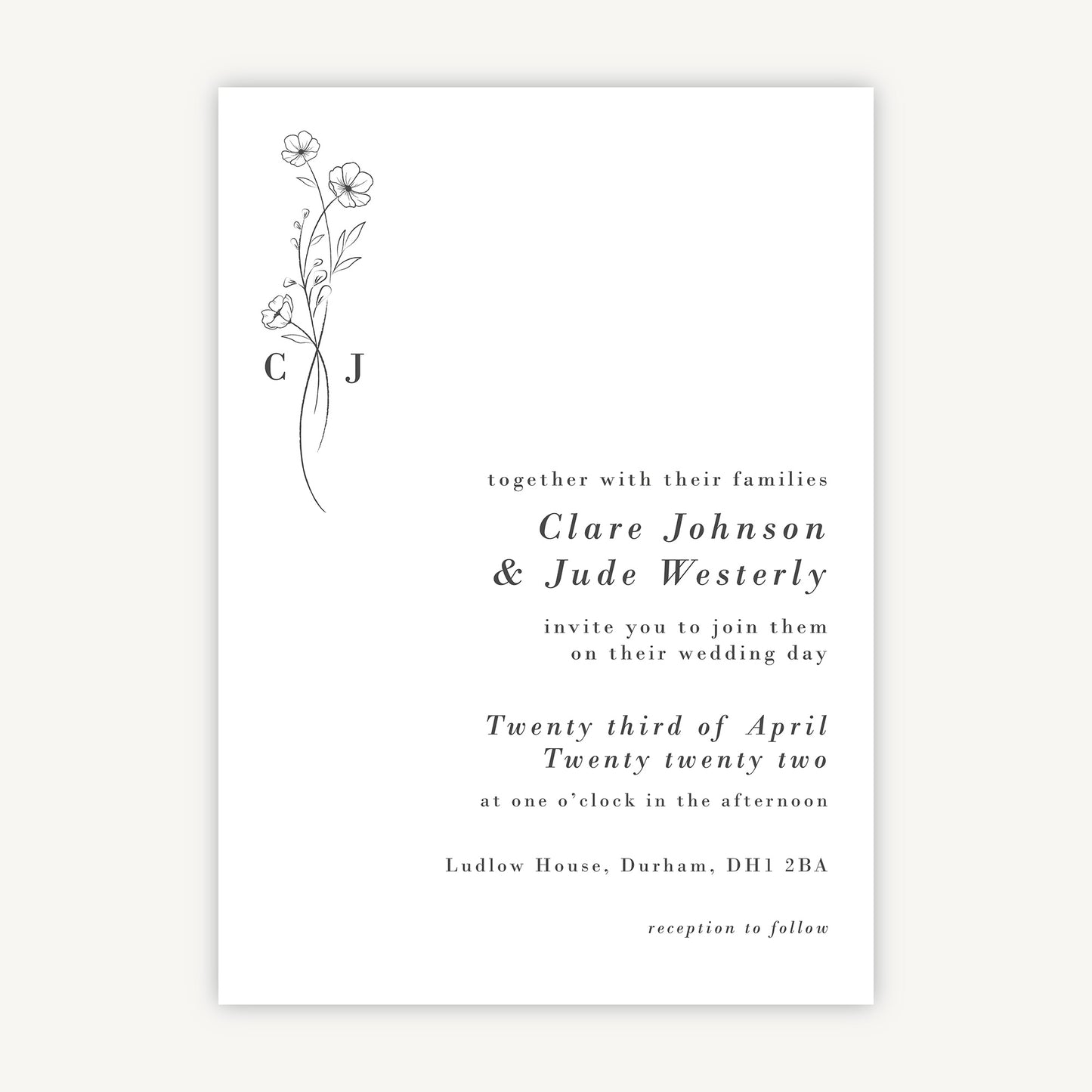 Simple Floral Wedding Invitation