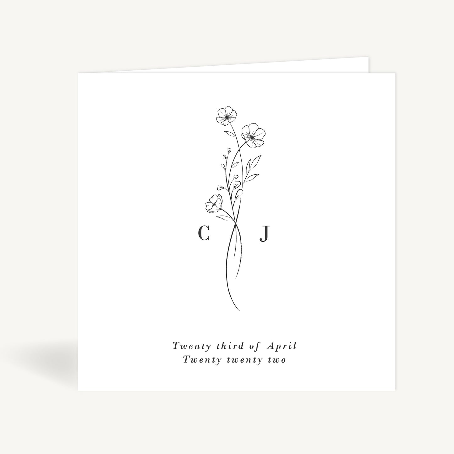 Simple Floral Folded Wedding Invitation