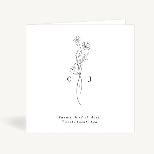 Simple Floral Folded Wedding Invitation