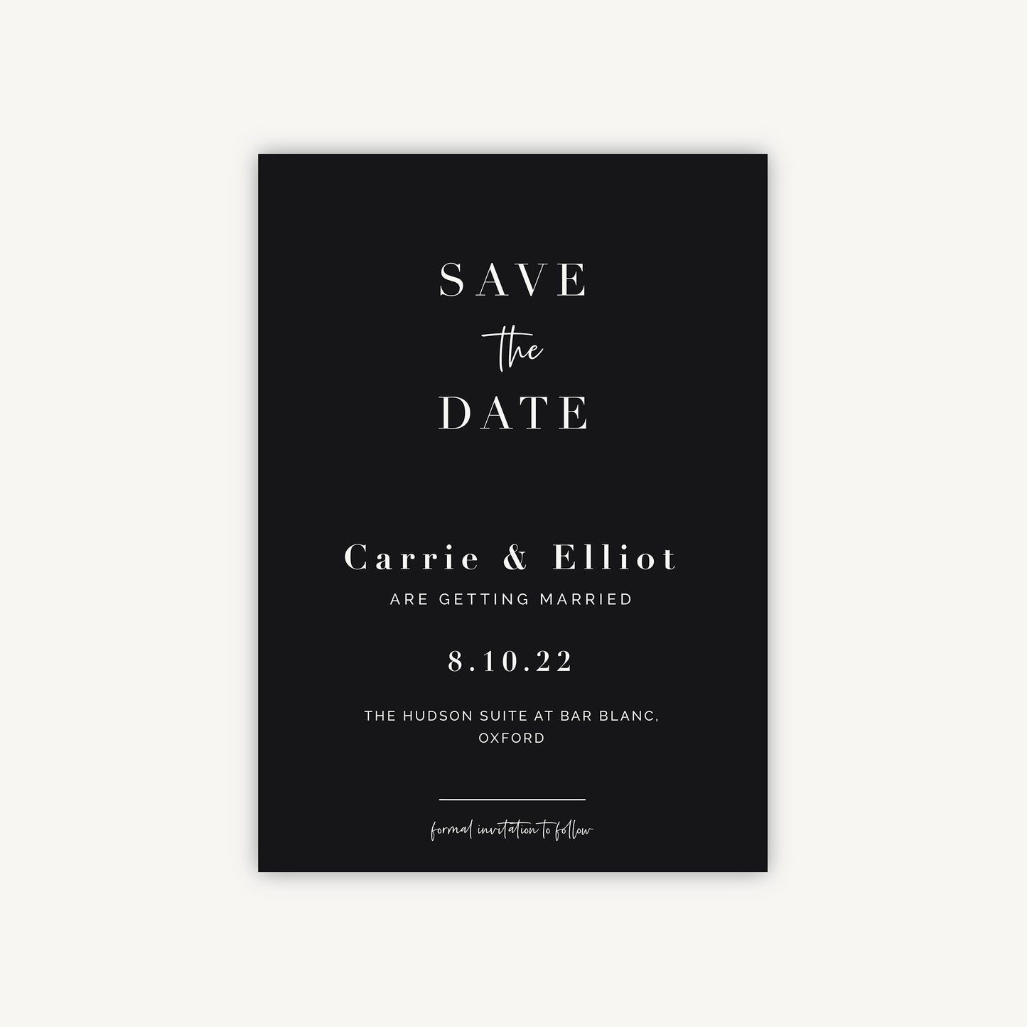 Black Modern Script Wedding Save the Date