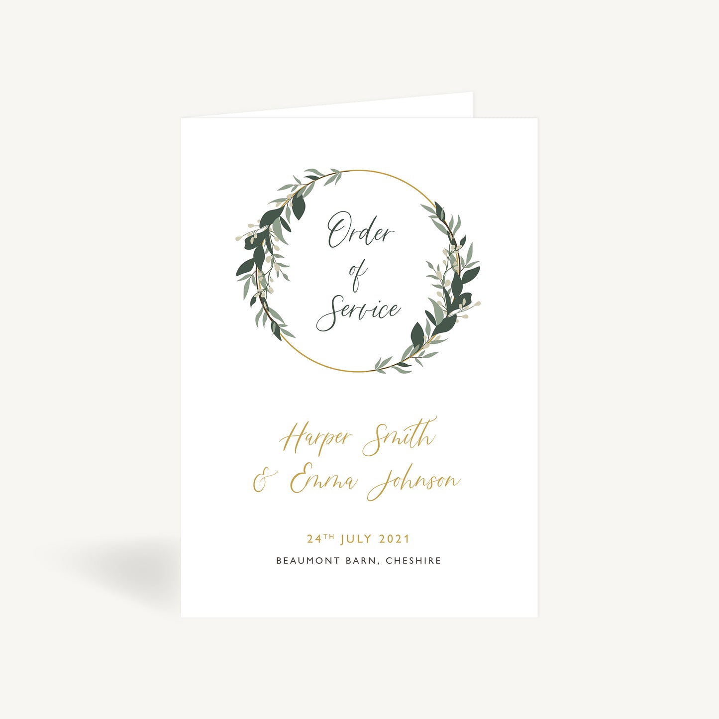 Foliage Hoop Wedding Order of Service