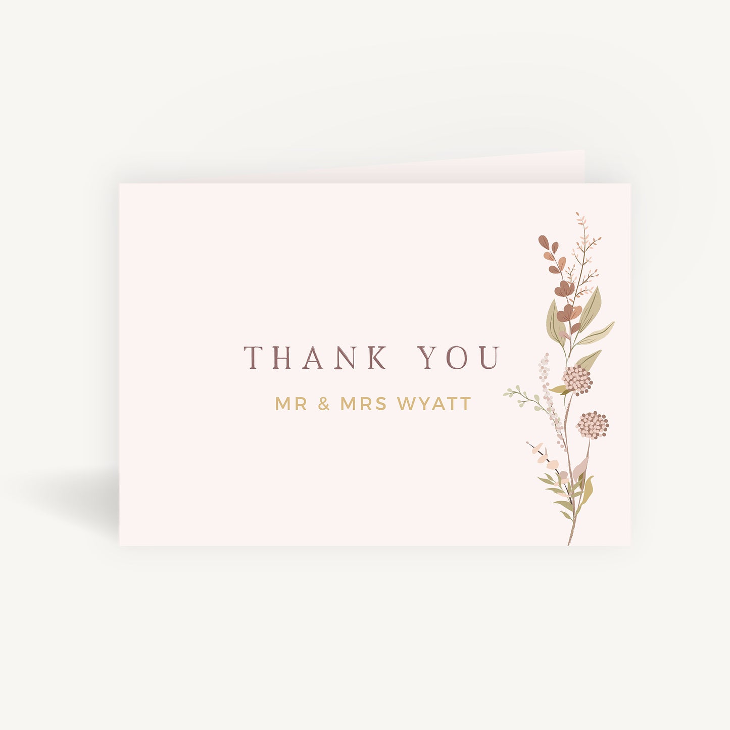 Dried Flower Hoop Wedding Thank You Card Folded