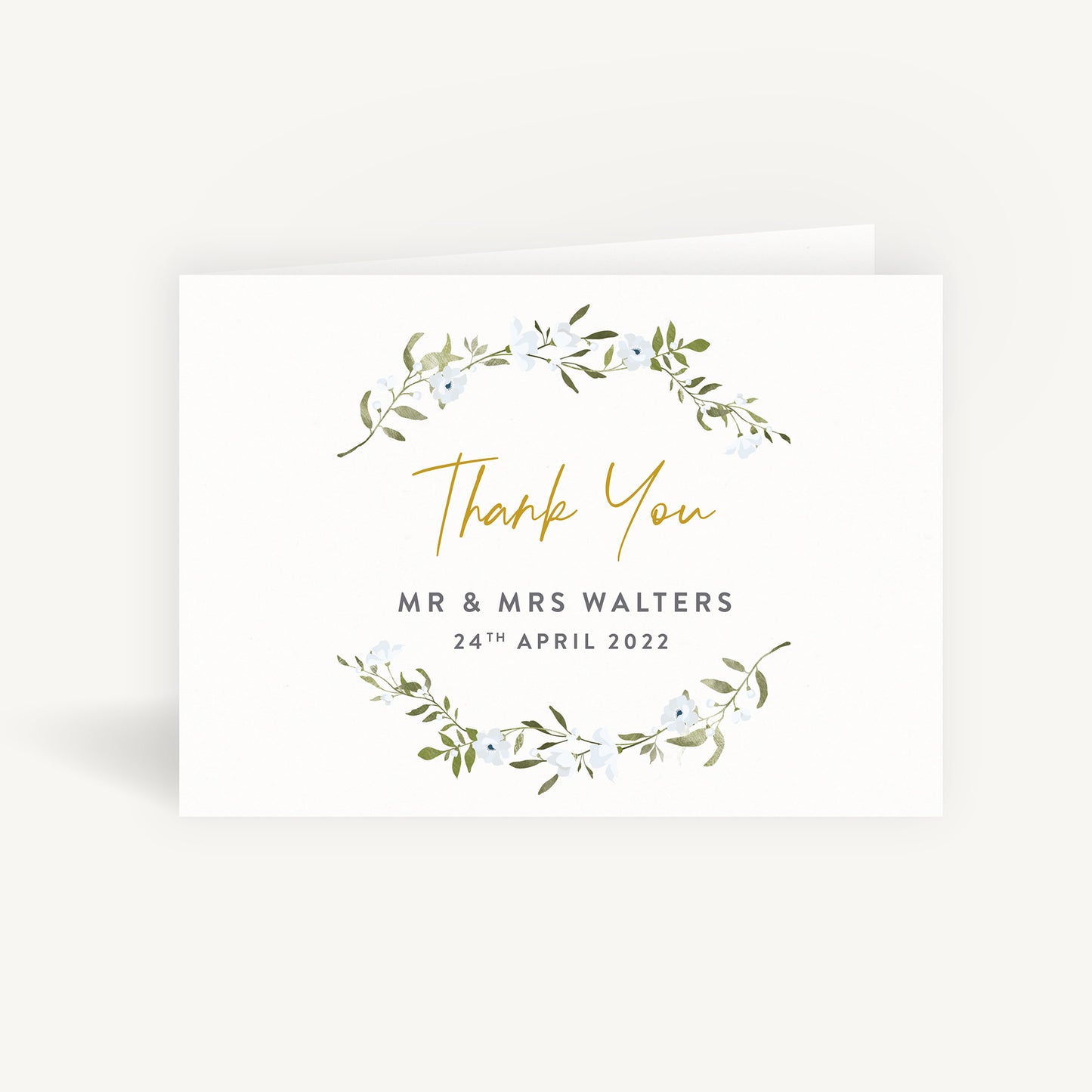Spring Flowers Wedding Thank You Card Folded