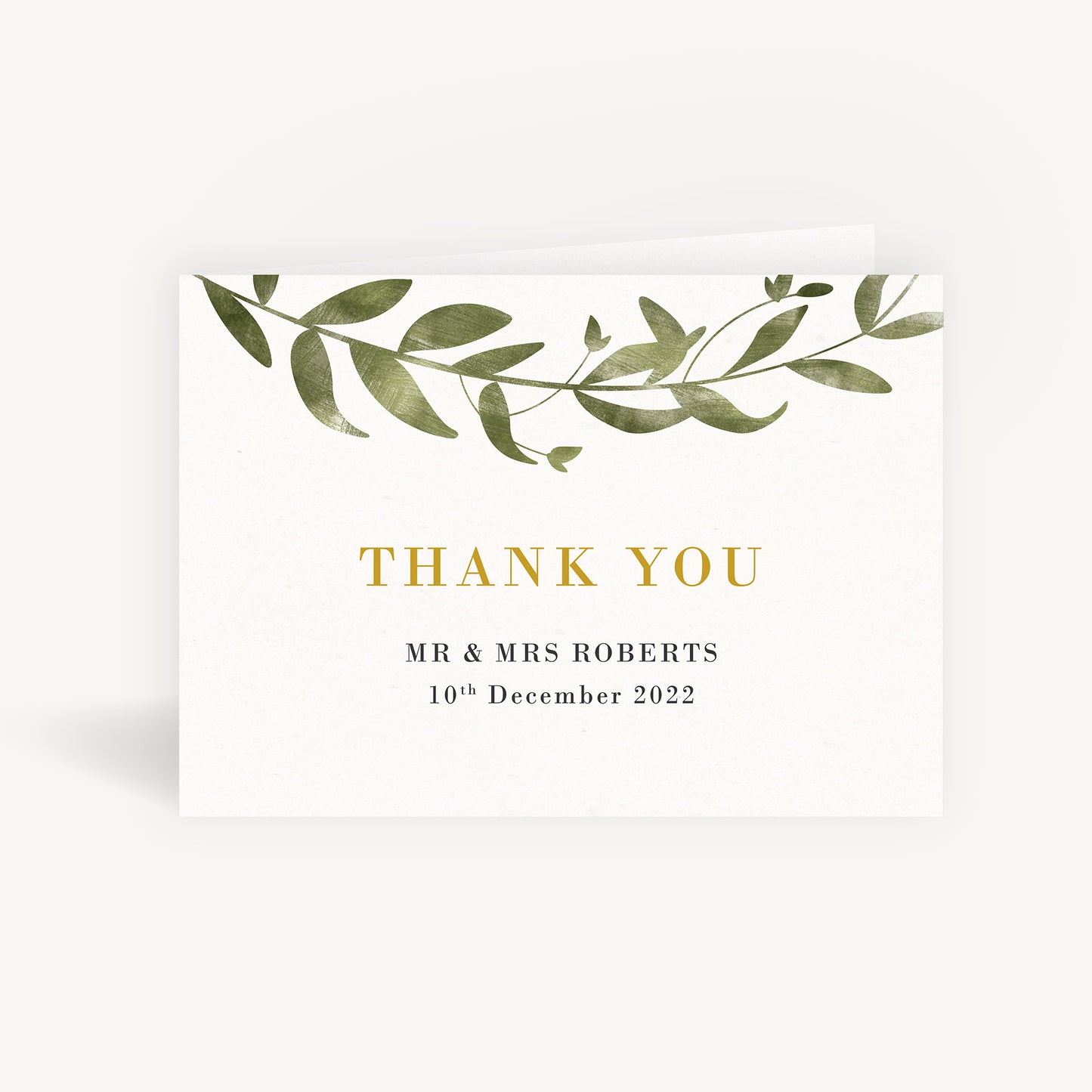 Greenery Botanical Wedding Thank You Card Folded