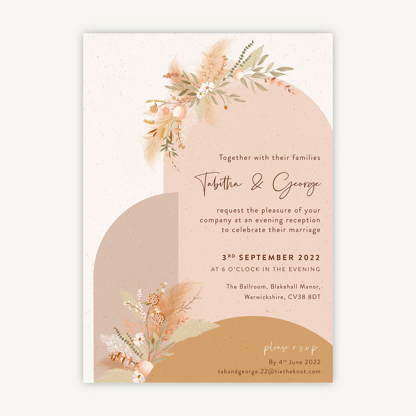 Modern Boho Evening/Reception Wedding Invitation
