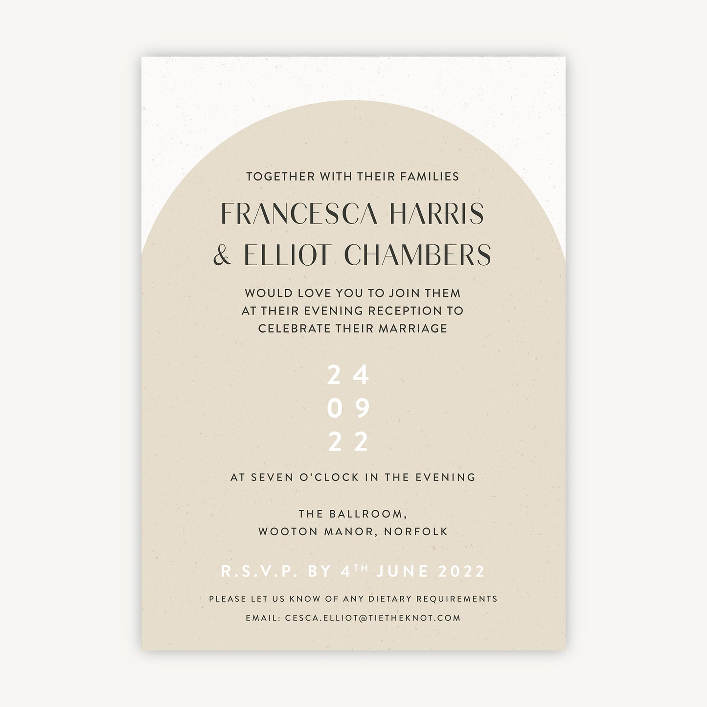 Minimalist Arch Evening/Reception Wedding Invitation