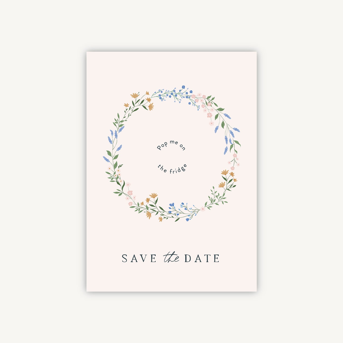 Wildflower Wreath Wooden Magnet Save the Date