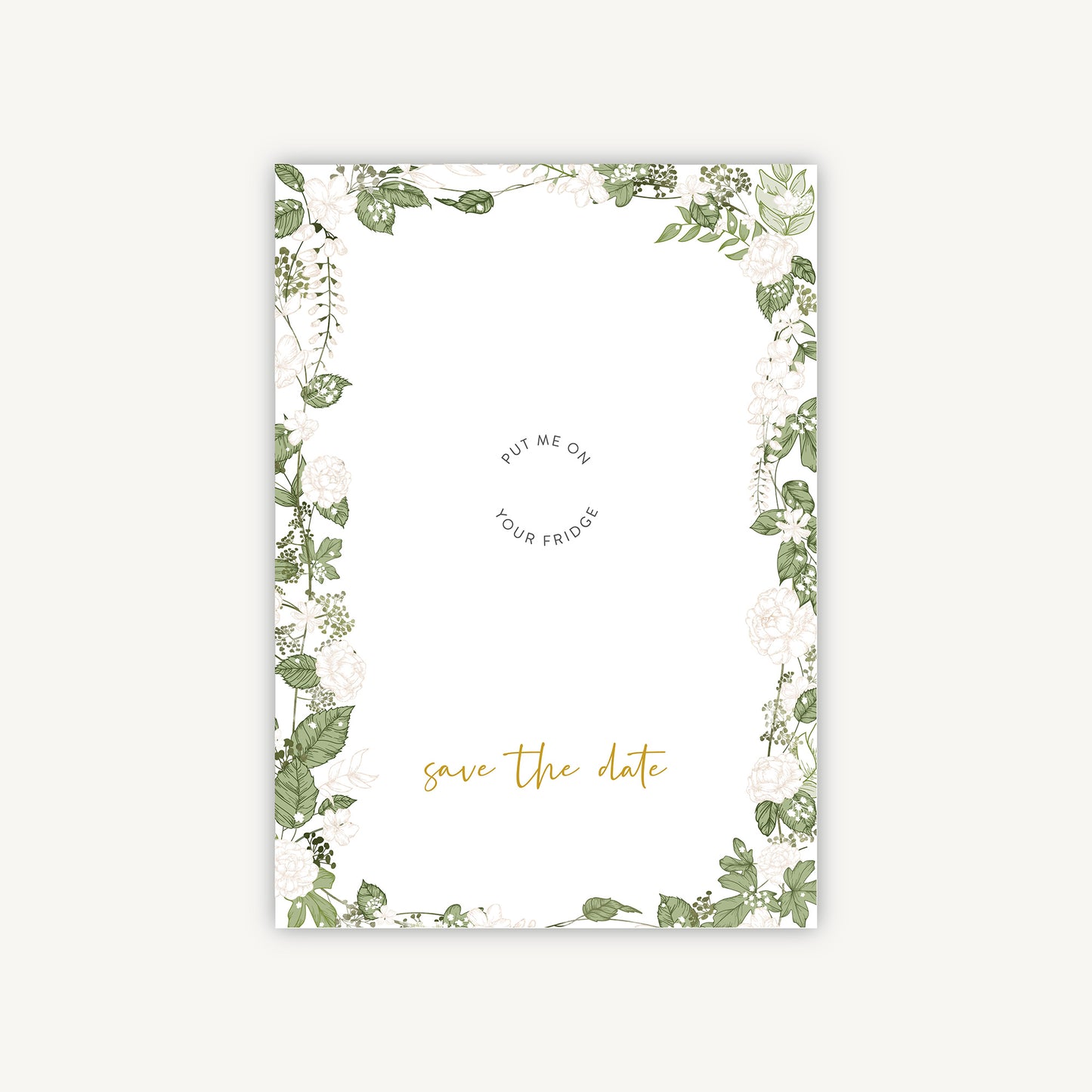 White Floral Wooden Magnet Save the Date