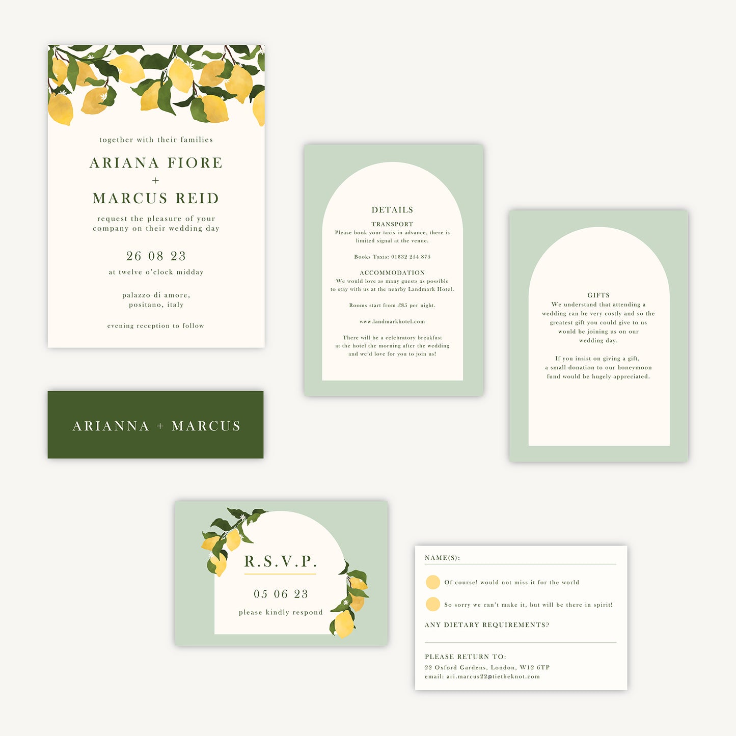 Amalfi Lemons Wedding Invitation