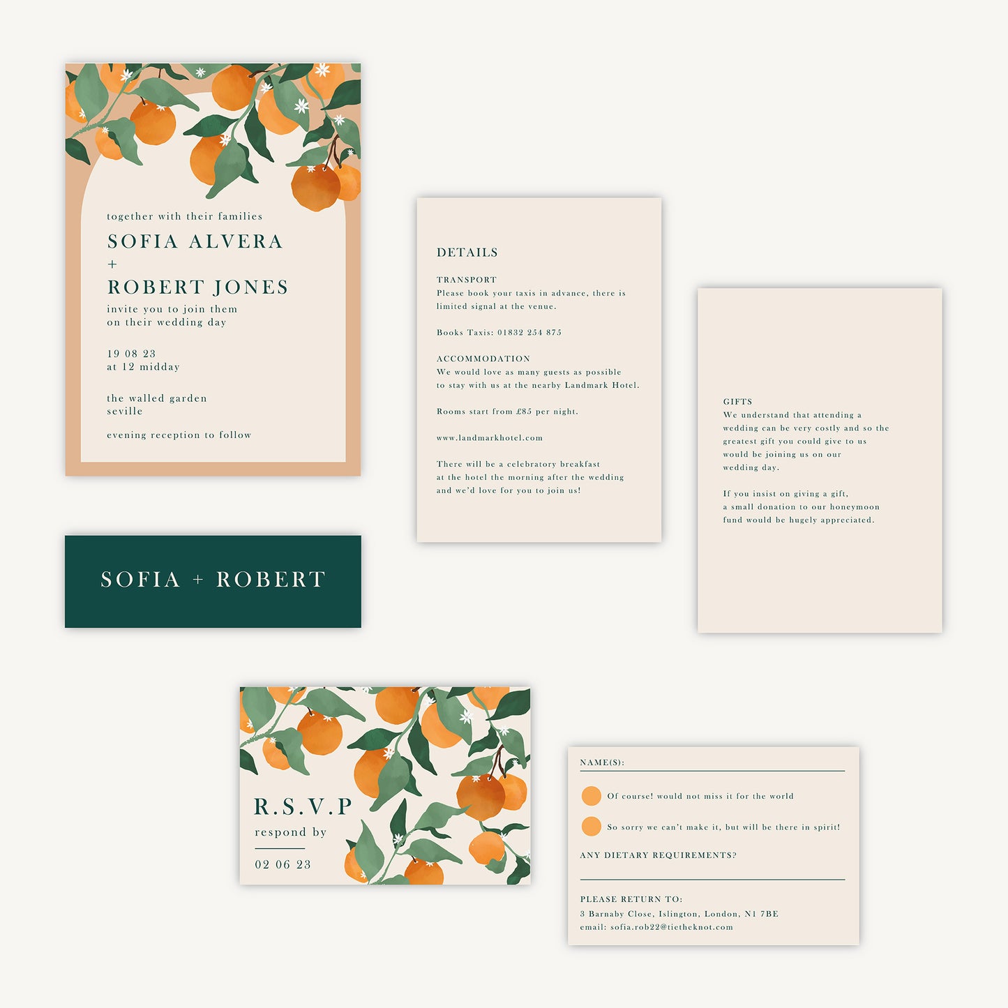 Mediterranean Oranges Wedding Invitation