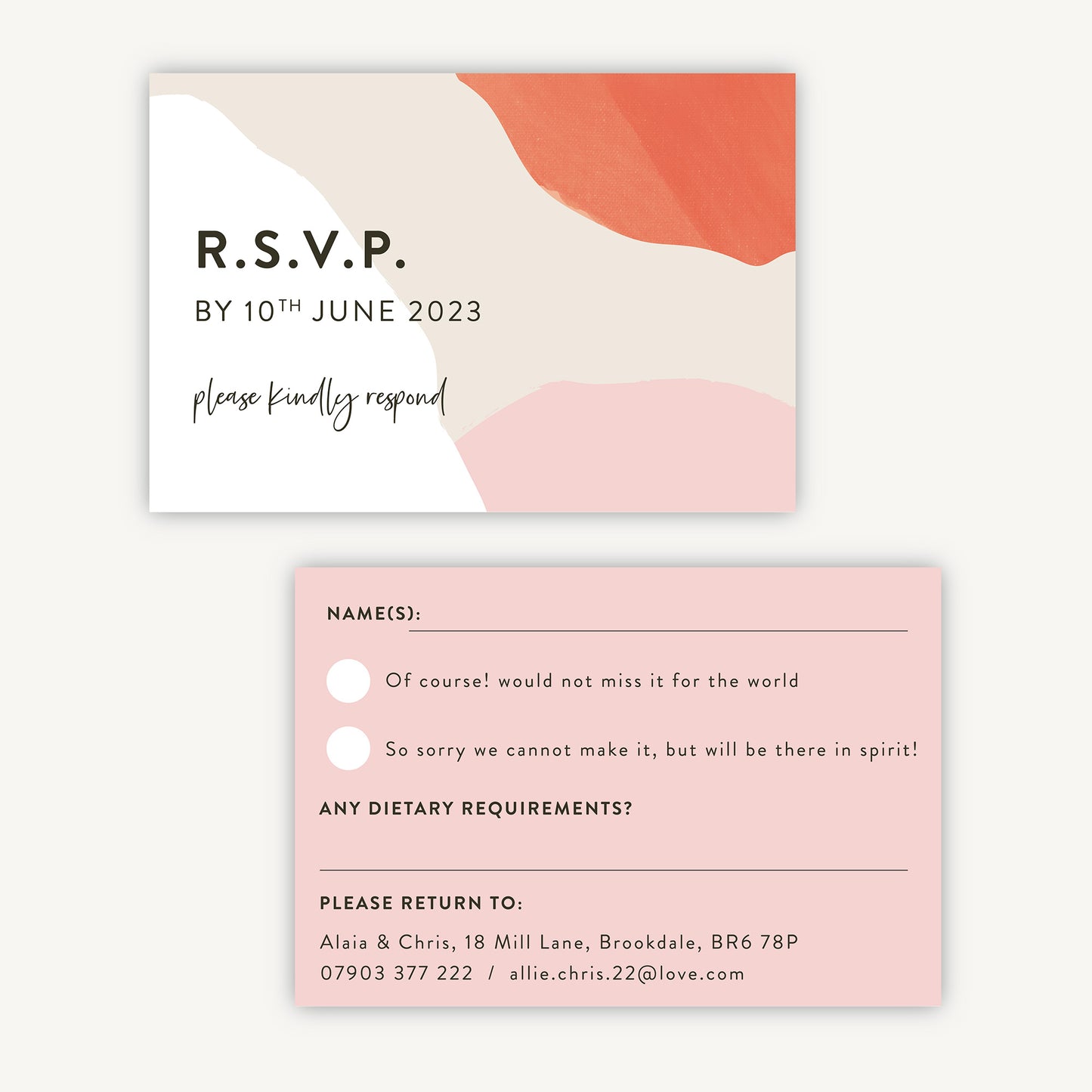 Painterly Colour Pop Wedding Invitation RSVP Card