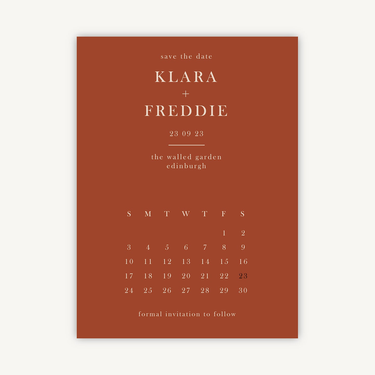 Caramel Autumn Colour Block Folded Wedding Save the Date