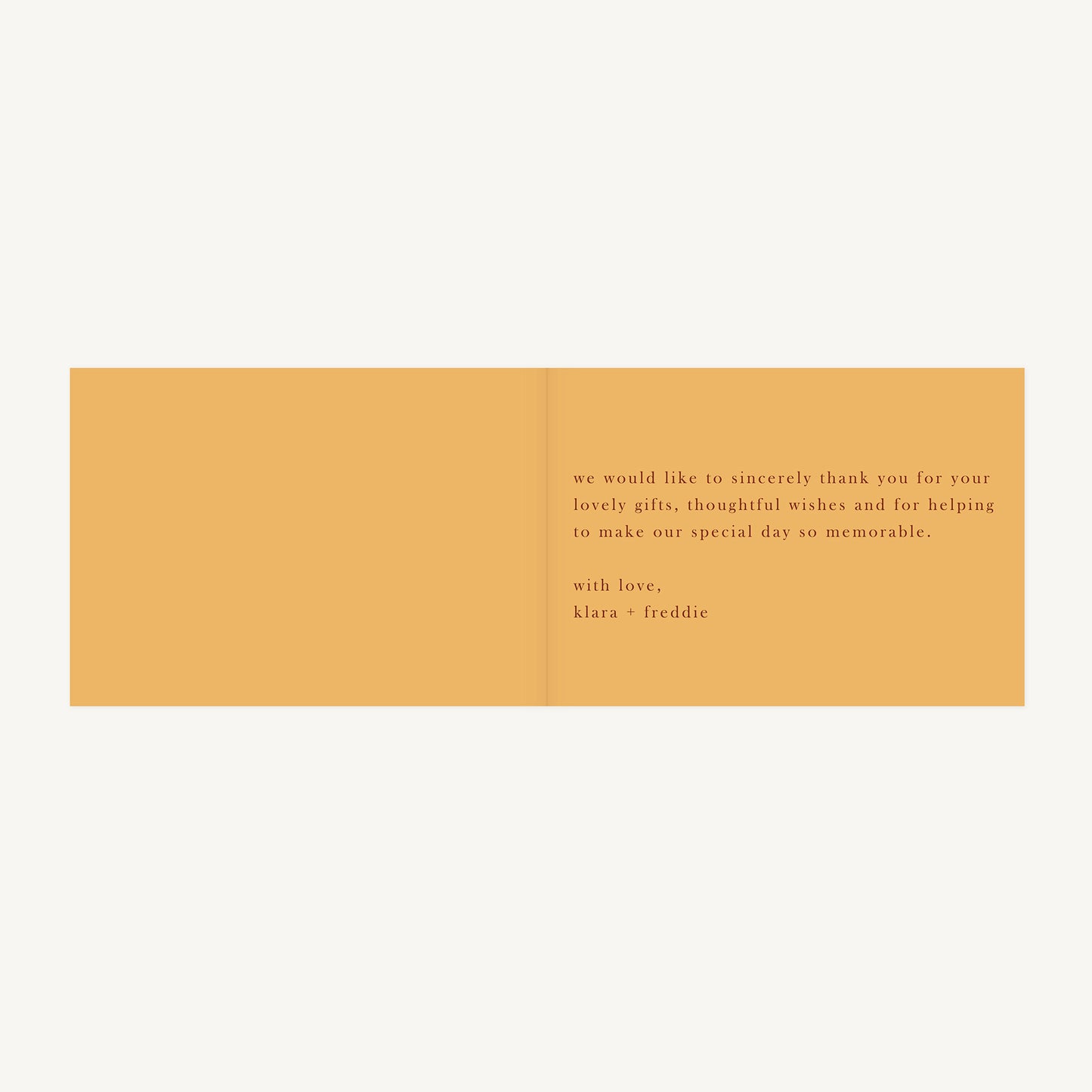 Caramel Autumn Colour Block Wedding Thank You Card Folded