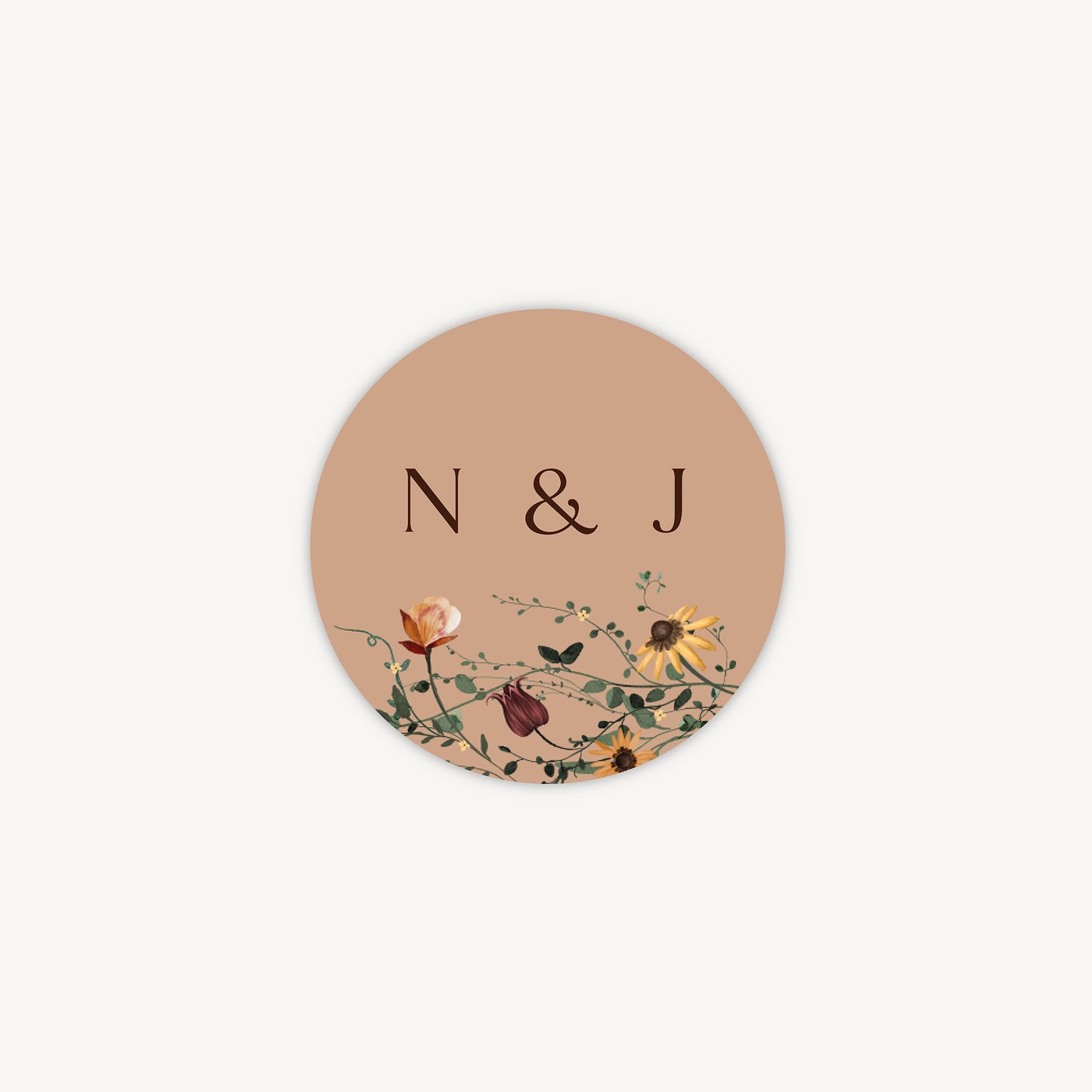 Autumn Wildflowers Envelope Wedding Sticker